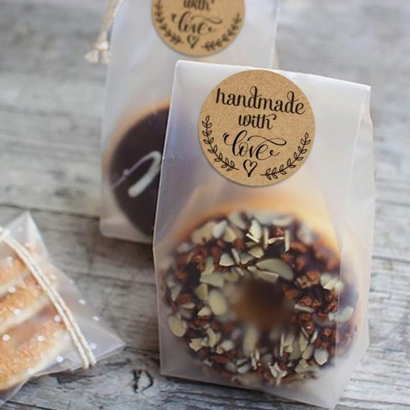 150 HANDMADE WITH LOVE Stickers 1.4" - Picture 6 of 7